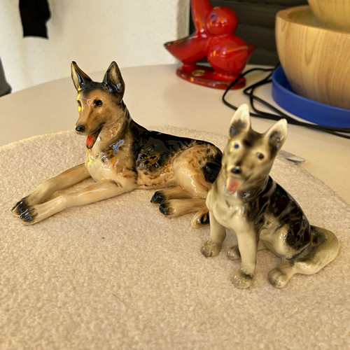 Keramik figur schäferhund - 2x,