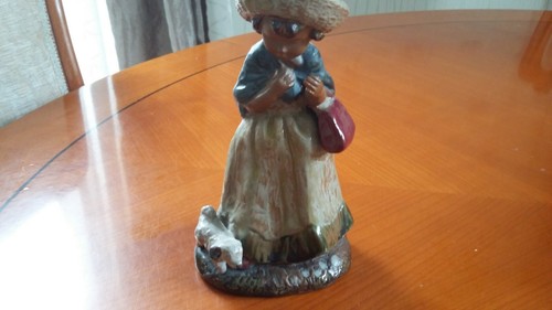 Keramik figur frau mit hund - figur, hund"