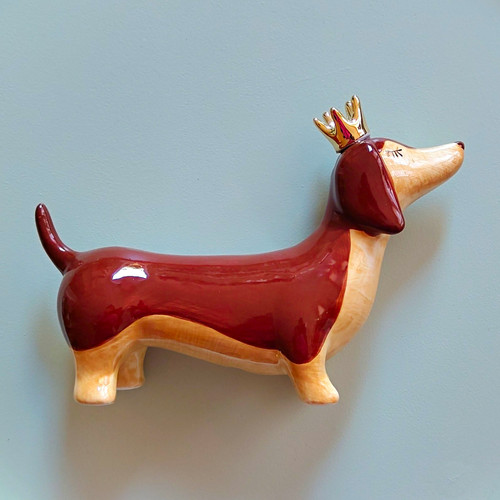 Keramikfigur hund dackel - keramikfigur,