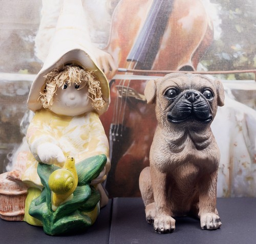 Mädchen und hund keramikfigur - mädchen,
