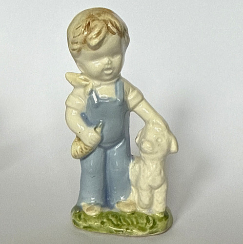 Keramik figur junge mit - mit, hund